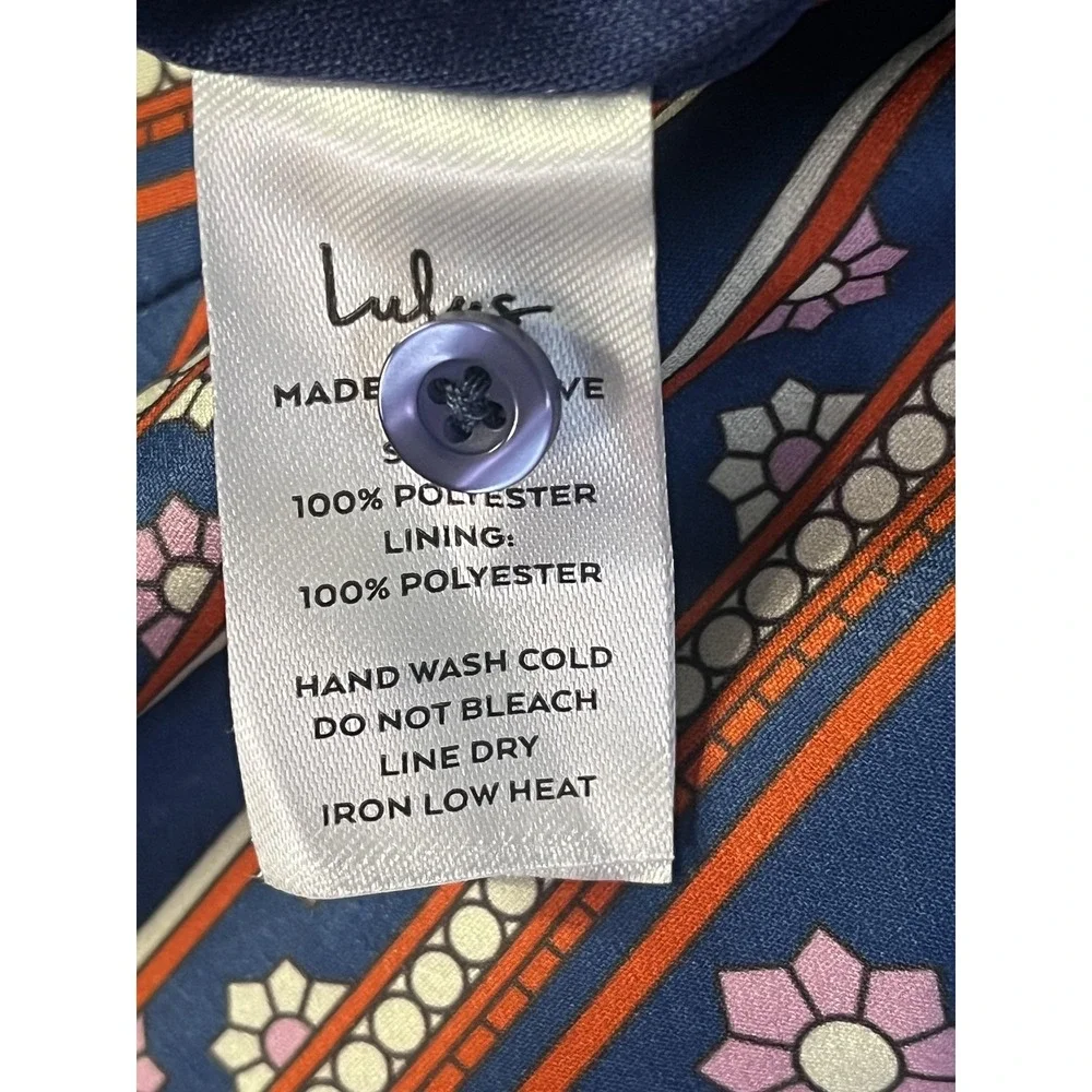 Lulus Blanca Romper Womens‎ XS Blue Geometric Floral Print Halter Lined Summer